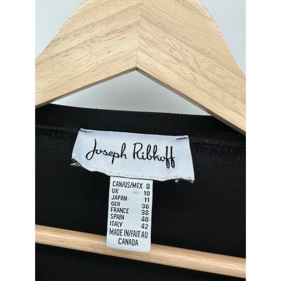 Joseph Ribkoff Top Women 8 Black Open Sleeve Studded Wrinkle Free Blouse - Picture 7 of 8